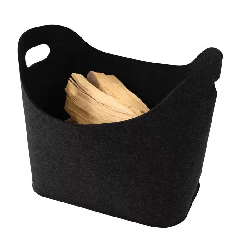 Kaminholz-Filzkorb schwarz