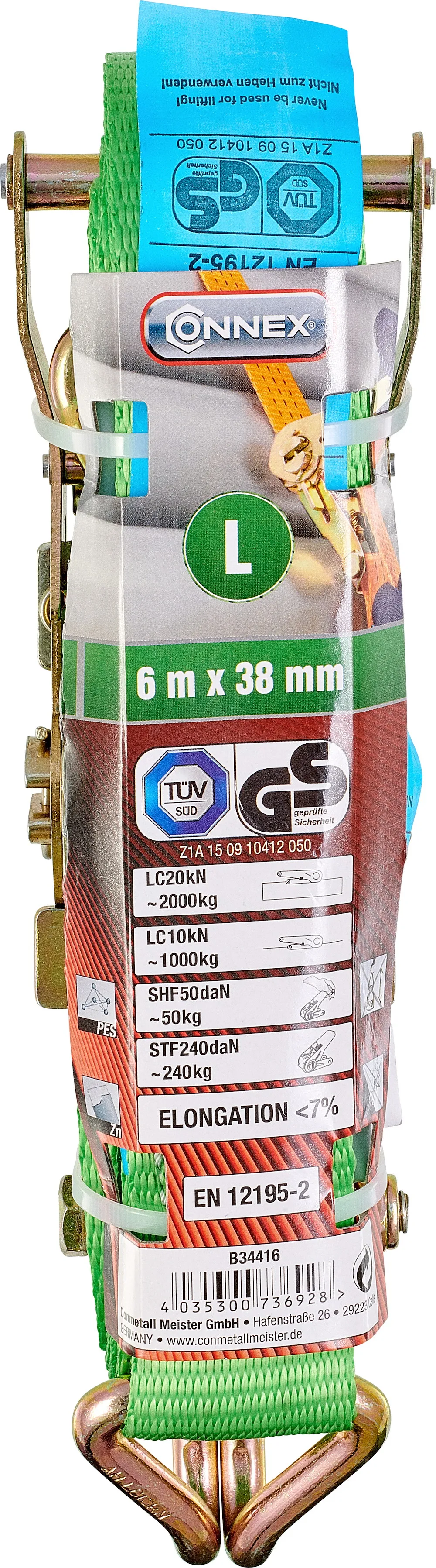 Zurrgurt mit Ratsche + Haken