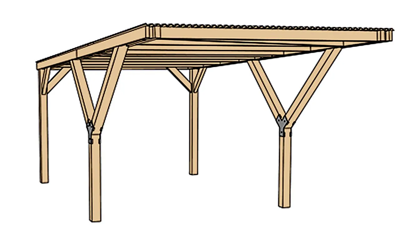 Y-Flachdach Carport ohne Dach
