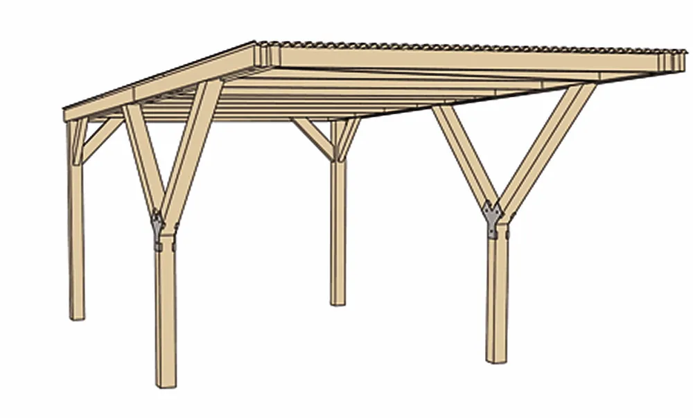 Y-Flachdach Carport ohne Dach