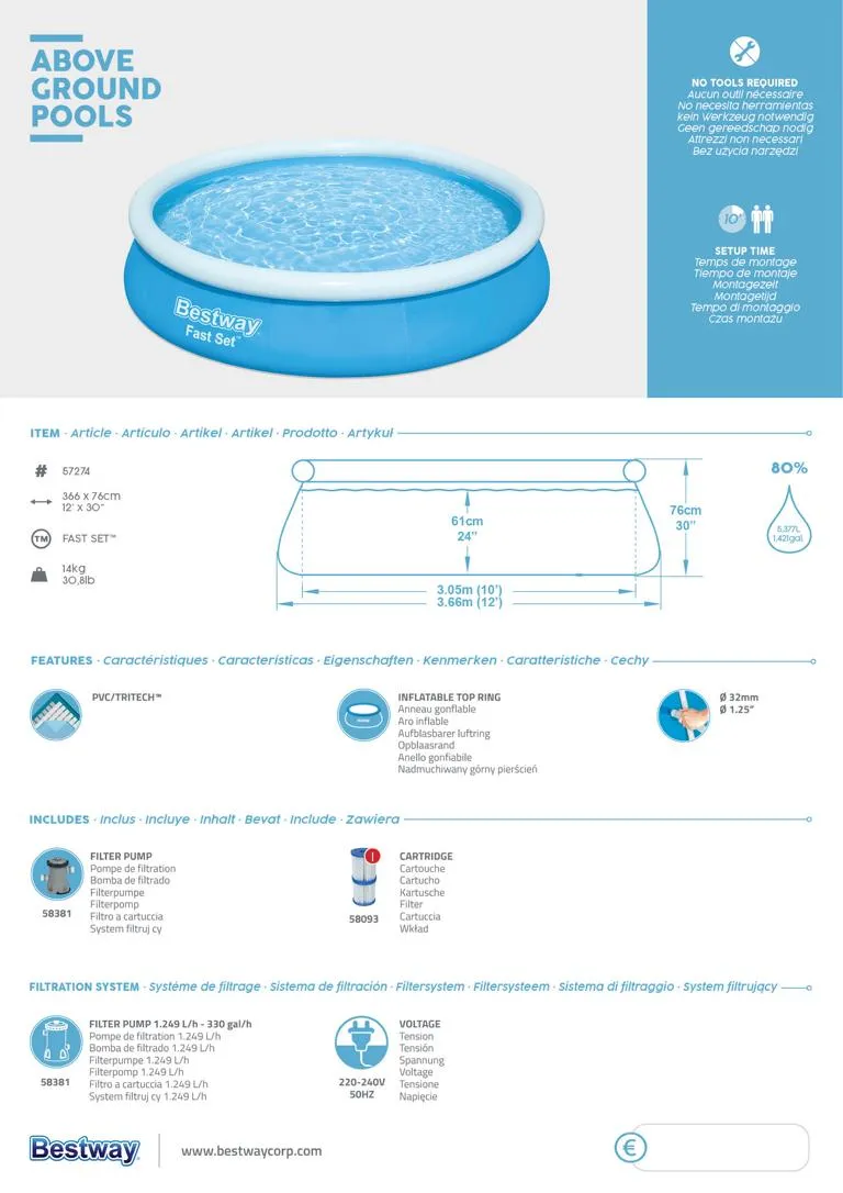 Fast Set Pool &Oslash; 366x76 cm