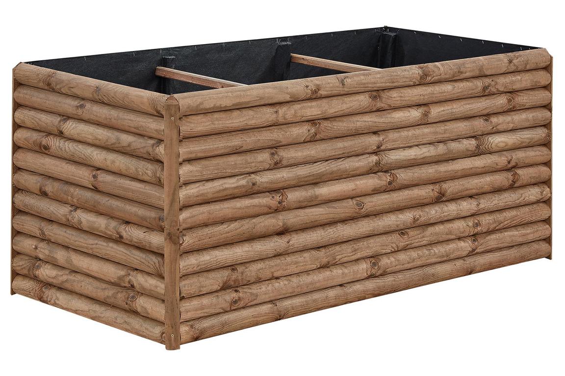 Hochbeet Aus Tannenholz 141x61x81,3 Cm – Mit Rädern & Bremsen, Aufbewahrungsregal, Schutzeinlage, Braun