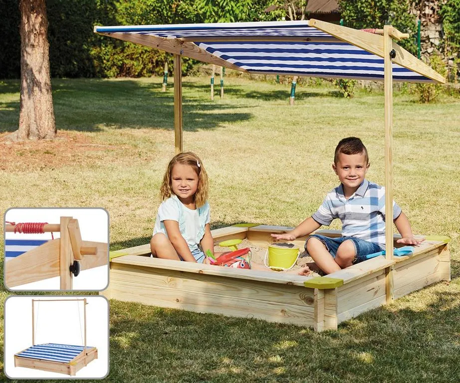 Sandkasten mit Kurbeldach