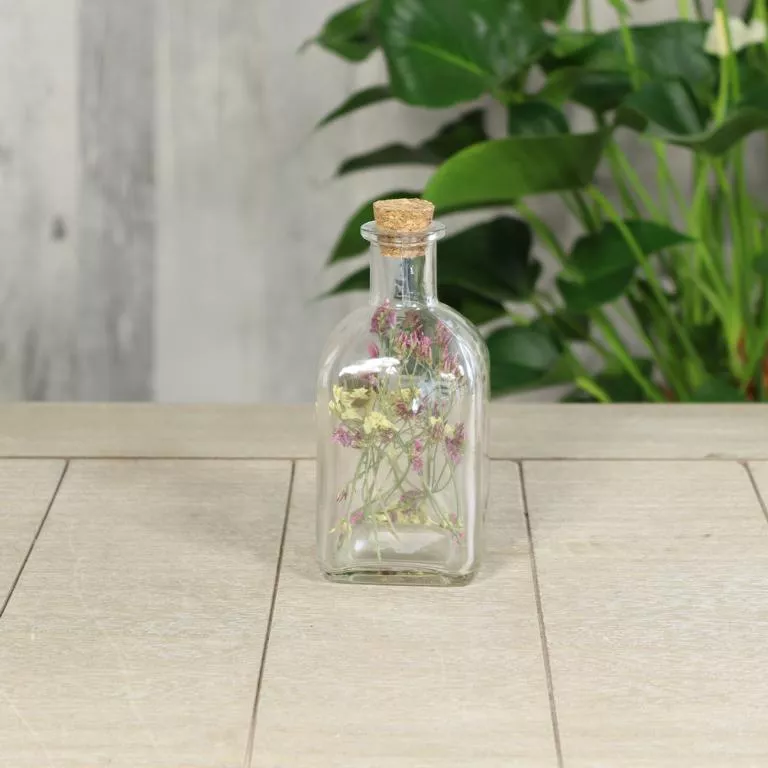 Glas-Flasche mit Blumendekor 6,5x6,5x13