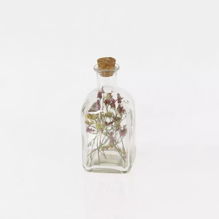 Glas-Flasche mit Blumendekor 6,5x6,5x13