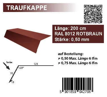 Traufkappe 125x70 mm