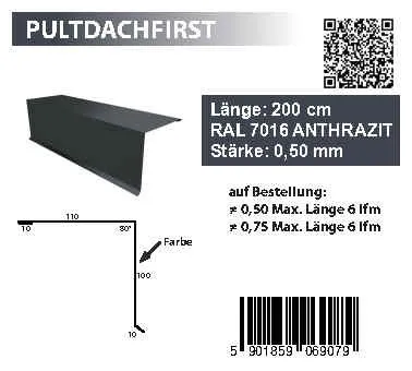 Pultdachfirst 110x100 mm