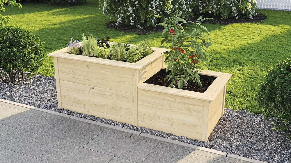 2-Stufen Hochbeet natur