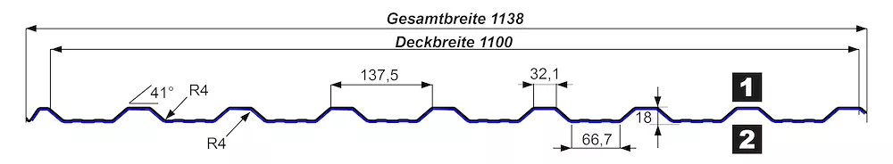Trapezblech T18H, AK besch.