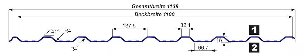 Trapezblech T18H, AK besch.