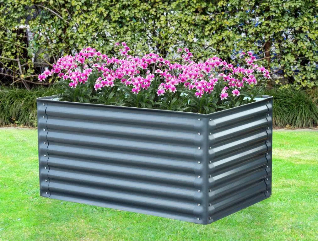 riesen blumenkasten Blumenkasten mit Untersetzer 60 cm lang Rattan-Optik anthrazit main image 1