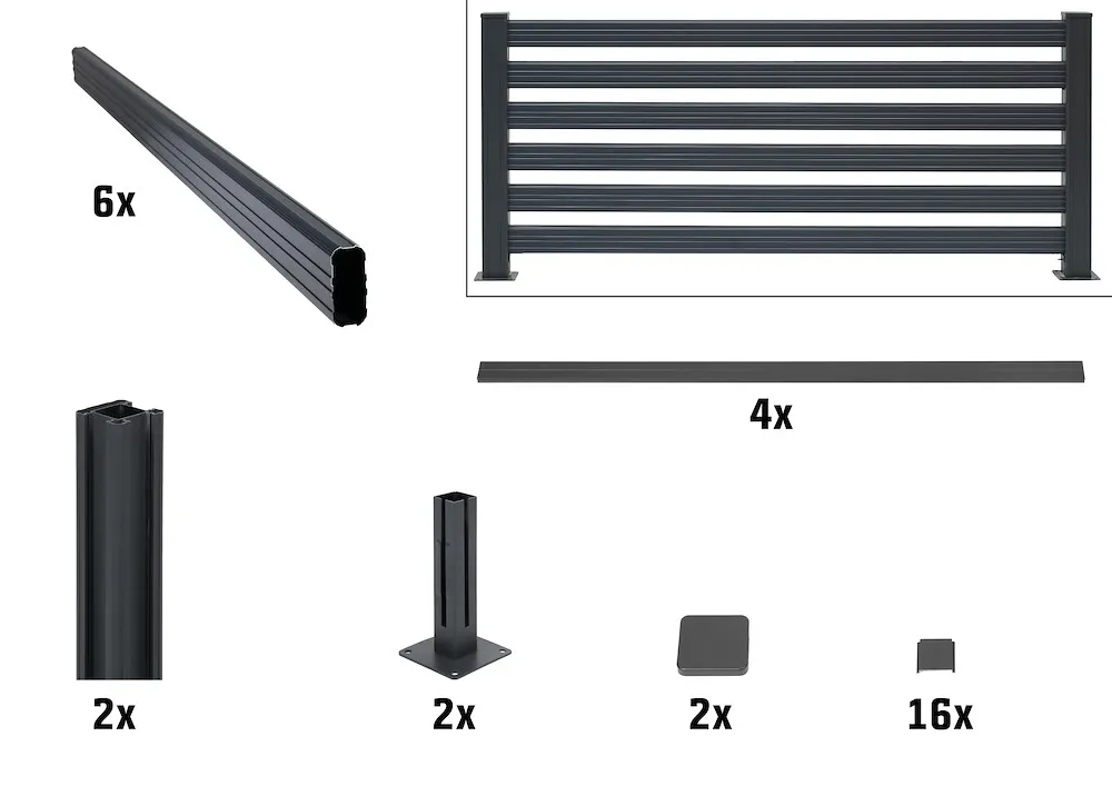 Bohlenzaun-Set Aluminium