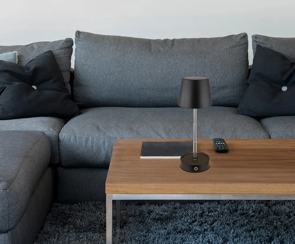 Tischleuchte schwarz/opal