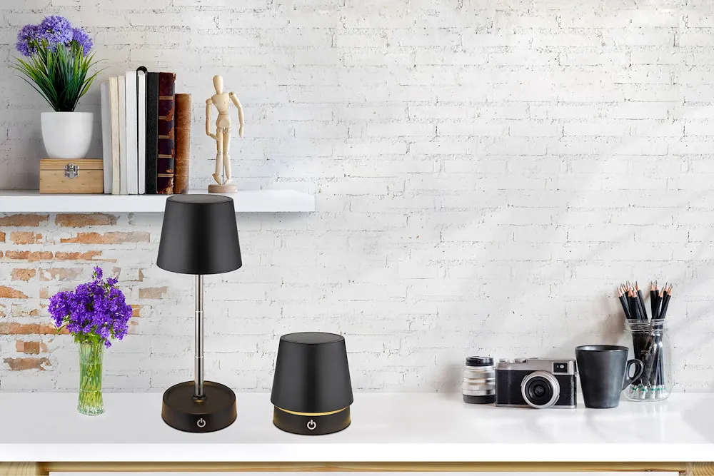 Tischleuchte schwarz/opal